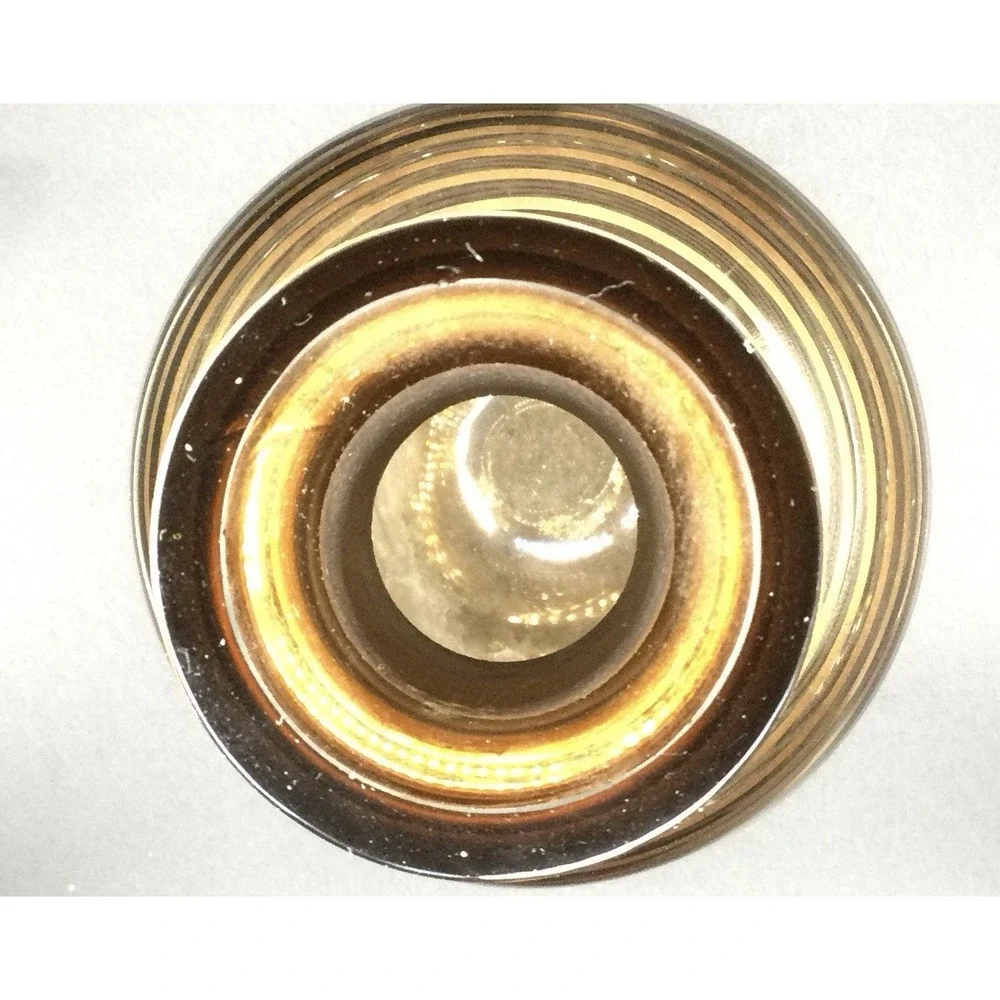 Amber Decanter Gold Concentric Rings Bohemian Art Glass vase